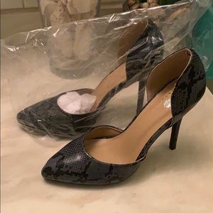 Smoke grey snake skin pumps 8.5
